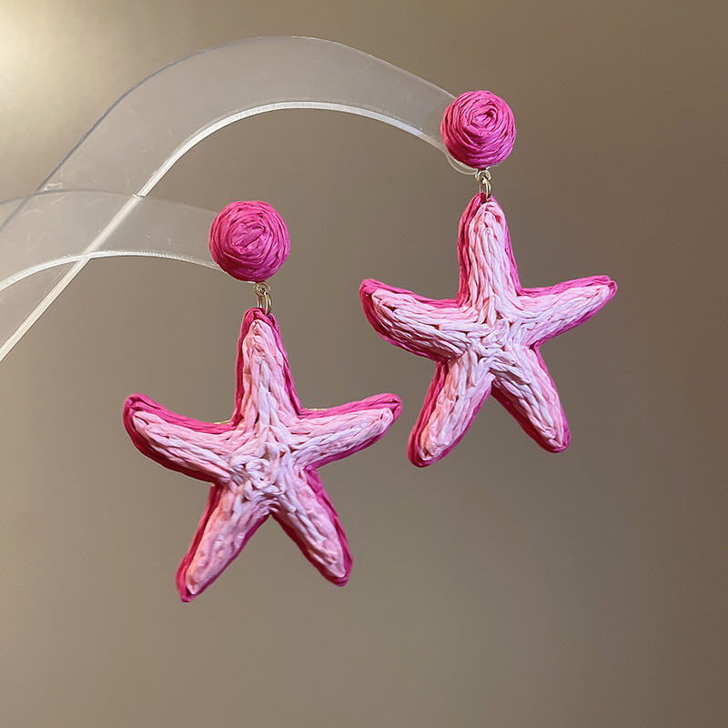 16g Weight Electroplated Gold Plating Process 316 Stainless Steel Ear Needle Material Drop Earrings Classification 1 Pair Quantity Daily Occasion raffia, Iron Material Starfish Pattern Women's Gender Marine Style Style 1 Pair Marine Style Starfish Raffia Iron Drop Earrings 11