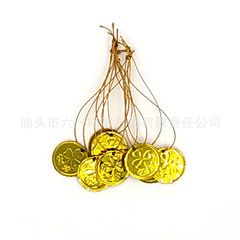 三葉草掛件金色綠色帶繩子鑰匙聖帕特里克塑料金幣聖誕節狂歡節