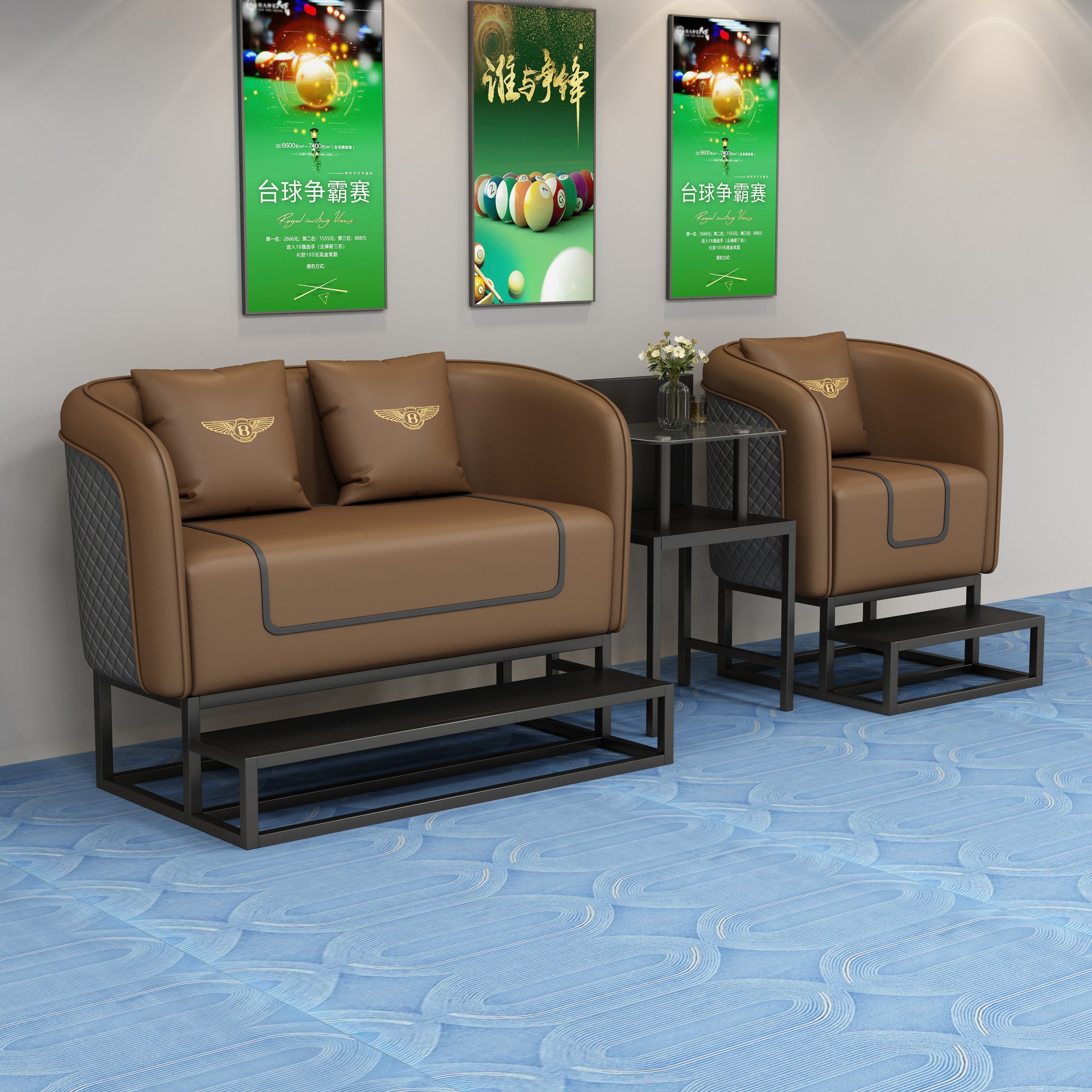 Sala de billar sofá de billar de alta gama club de billar silla de observación de pelolas sofá de observación de pelolas sala de ajedrez y tablero sala de pelota combinación de sofá