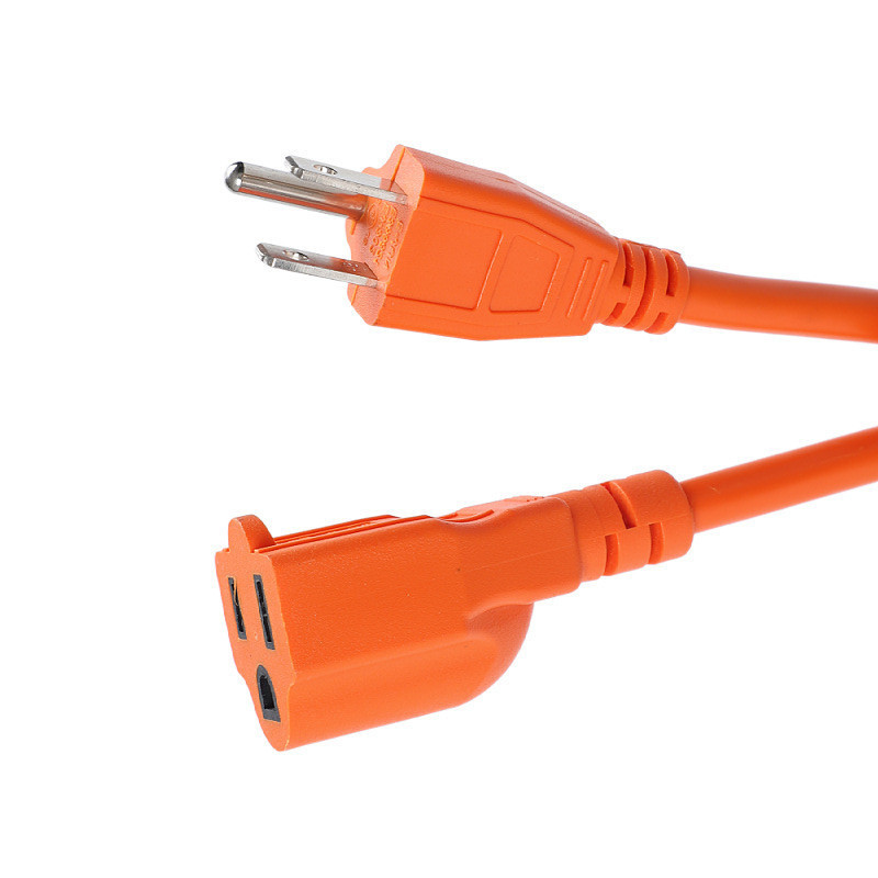 美标插头线 美式延长线 美规16AWG电源线 美国超市公母插头线