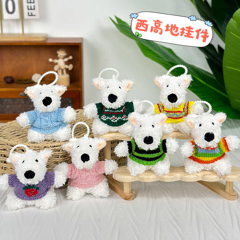 Cute QMeng Red West Highlands gran nariz perro curar muñecas patatas fritas serie de bocadillos para calmar muñecas de peluche perro