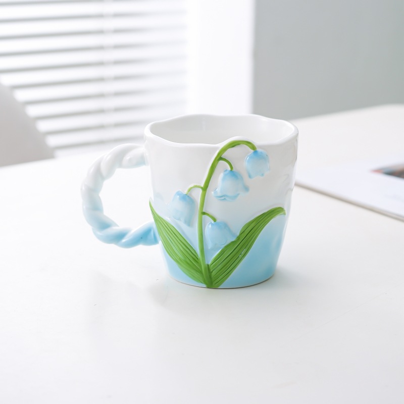 Hermosa orquídea Taza de cerámica taza de agua hogar exquisito elegante taza de café taza de té regalo