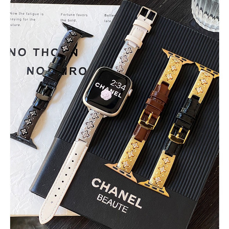 Buccellati Suitable for Applewatchs10 Apple Watch Iwatchs9 High-End Watch Strap with Diamonds and Leather 8