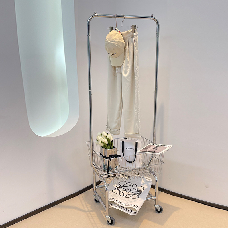 Clothes rack floor-standing bedroom mobile simple clothes drying rack single-pole household folding indoor coat rack small