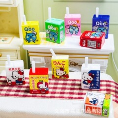 迷你便利店食玩仿真微缩KT饮料吸管牛奶盒DIY饰品配件娃娃屋