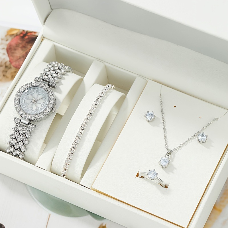 Set regalo da donna con orologio al quarzo e gioielli coordinati, set da 5 pezzi per fidanzata e compagne di classe_voghion.com