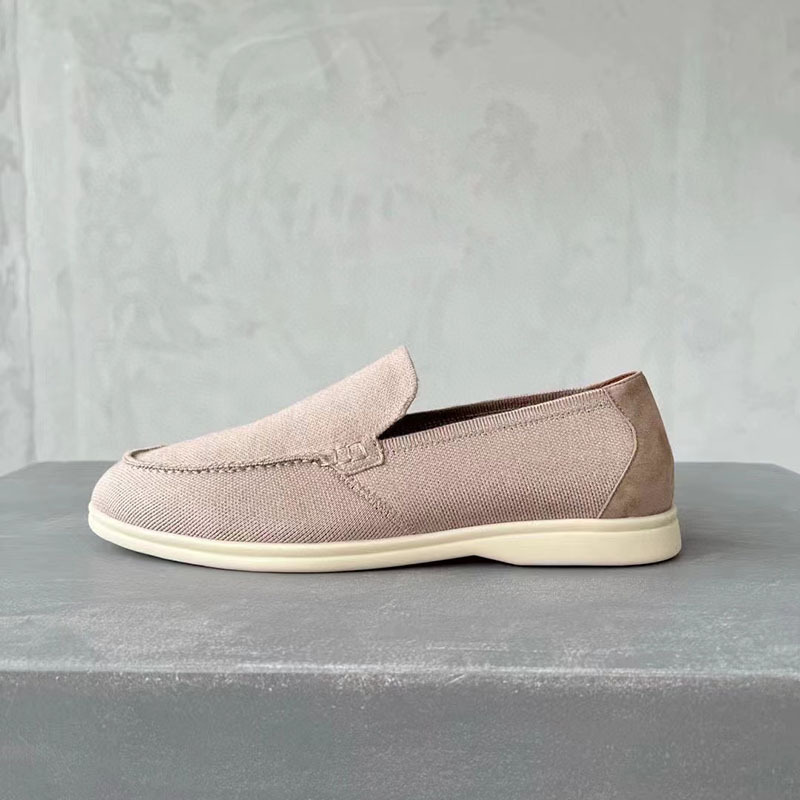 New New Summer Slow-Walk Shoes, Flat Soft Sole Slip-On Loafers, Wool Blend Loafers For Men_voghion.com