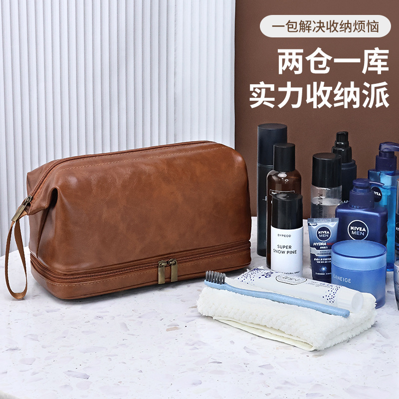 Fabricantes transfronterizos al por mayor viajes de negocios bolsa de lavado de pu para hombres bolsa de cosméticos portátil de negocios bolsa de lavado bolsa de almacenamiento