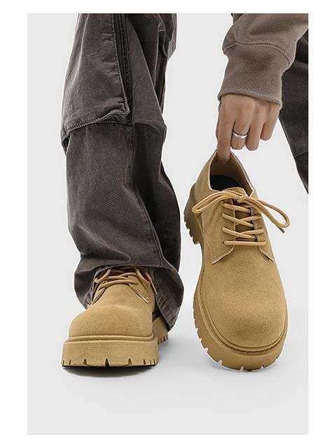 ShoeVault 2025 Neue Derby Spring Low-Top Martin Herren Retro Work Dicke Sohle Höhersteigende Atmungsaktive Wildlederschuhe_voghion.com