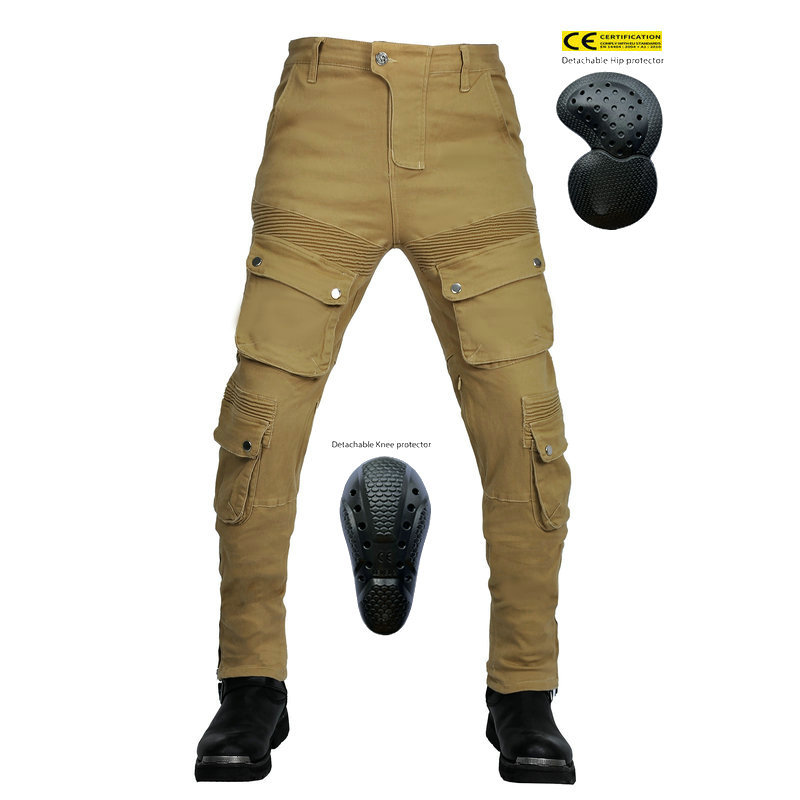 Loong biker motocicleta pantalones de montar de los hombres retro casual motocicleta overoles multi-bolsa ajustable anti-caída pantalones