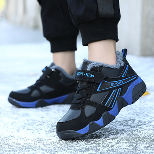 Children's Shoes, Boys' Sports Shoes, Large Cotton Warm Velcro, 2025 Popular Winter Velvet Running Shoes for Middle-Aged and Primary School Students