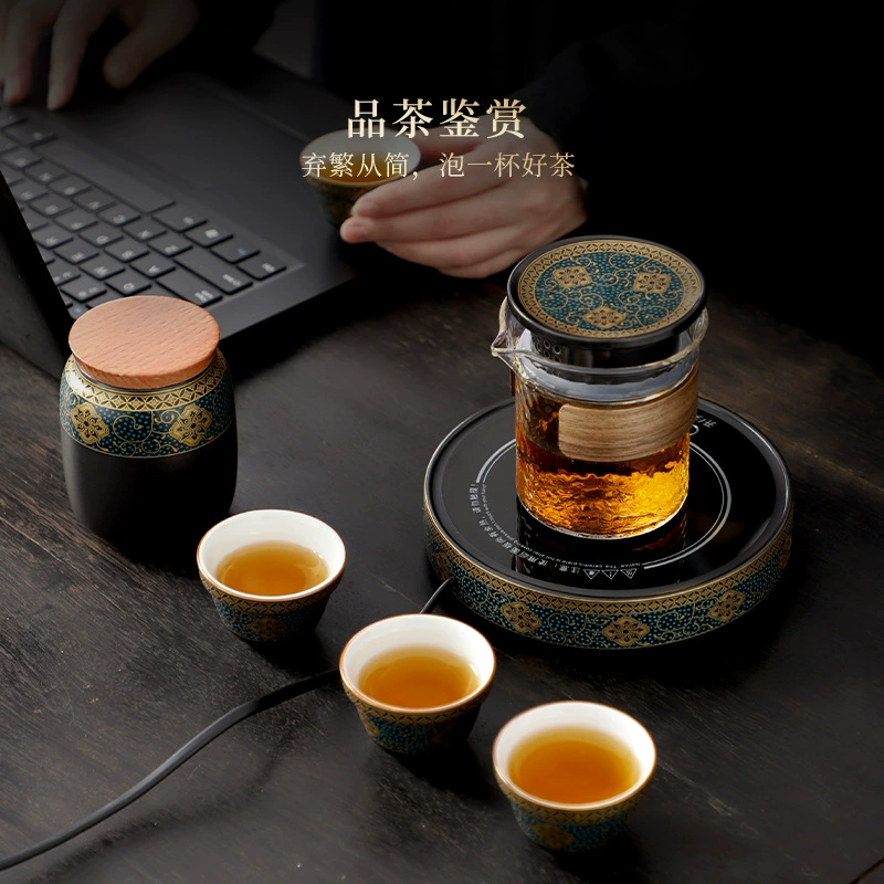 Kung Fu чайный набор набор керамический подогреватель для чая дорожный набор для чая домашний набор чая чашка портативная кожаная сумка