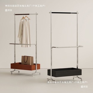 Modern Medieval Floor-Standing Clothes Rack Stainless Steel Clothes Rack Coat Rack Bedroom Mobile Clothing Storage Storage Coat Rack