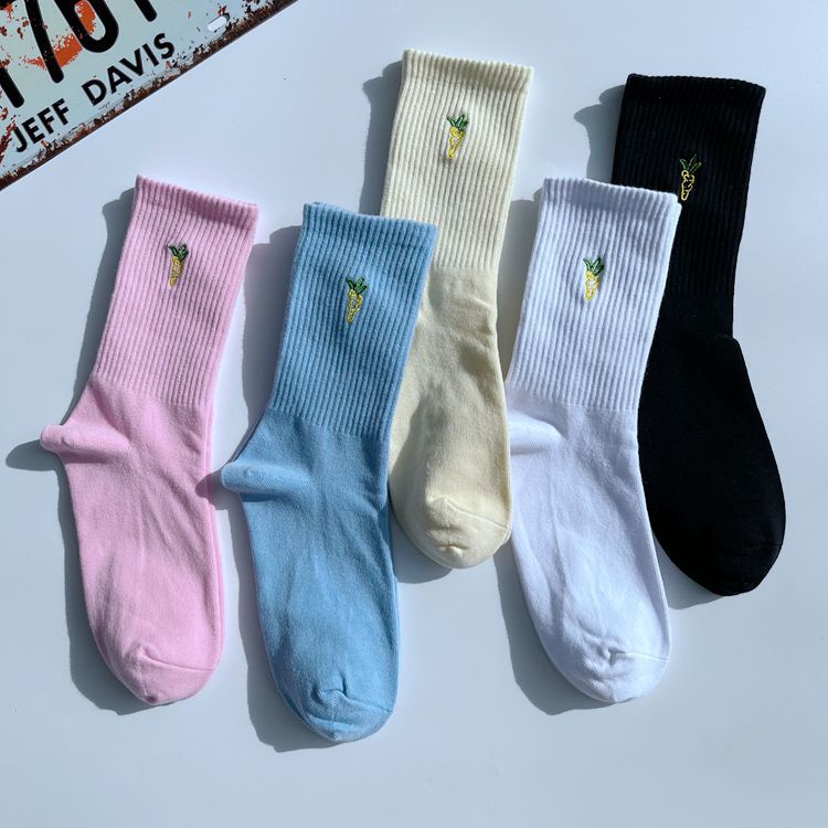 Chaussettes de sport mi-mollet en coton à rayures pour homme, brodées, couleur unie, tendance, style universitaire, 2025d_voghion.com