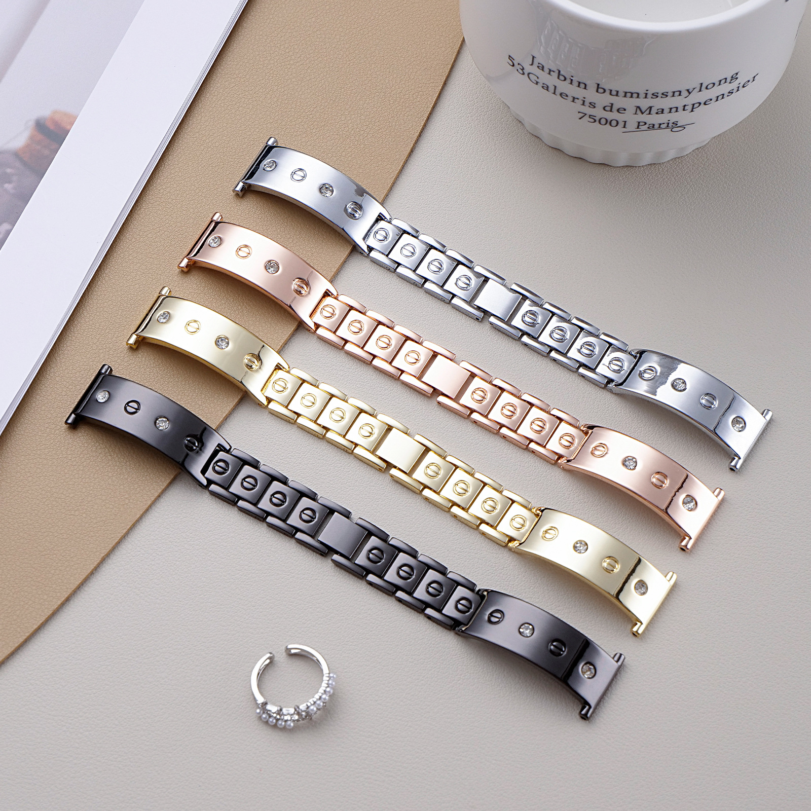 Suitable for iWatch Watch with Metal Bracelet and Diamond Apple Applewatch S11 Detachable Women's Watch Strap