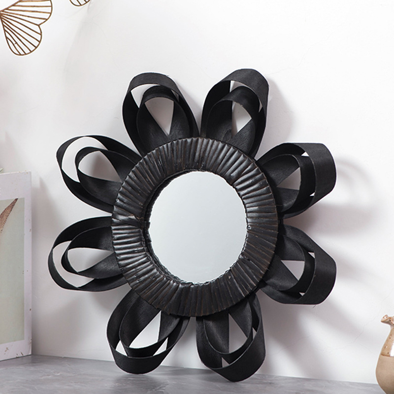 Paja hecha a mano de madera espejo decorativo salón de fondo colgante de pared pasillo Hotel B & B baño espejo cosmético espejo redondo