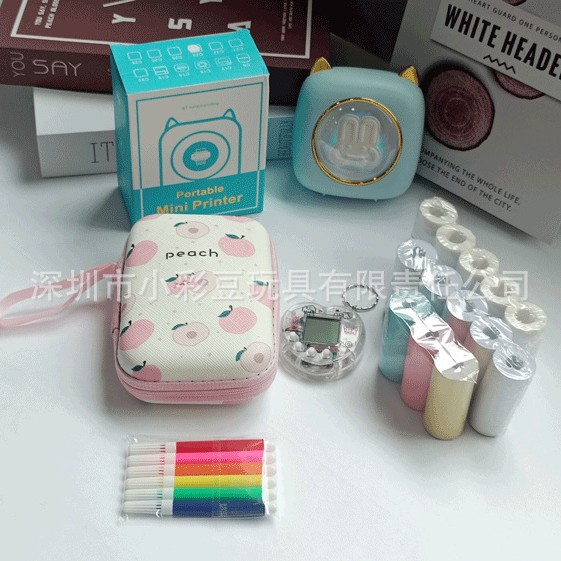 C23 블루래빗 + 감열지 5개 + 접착지 5개 + 색종이 3개 + 색펜 + 가방 + 전자 애완동물