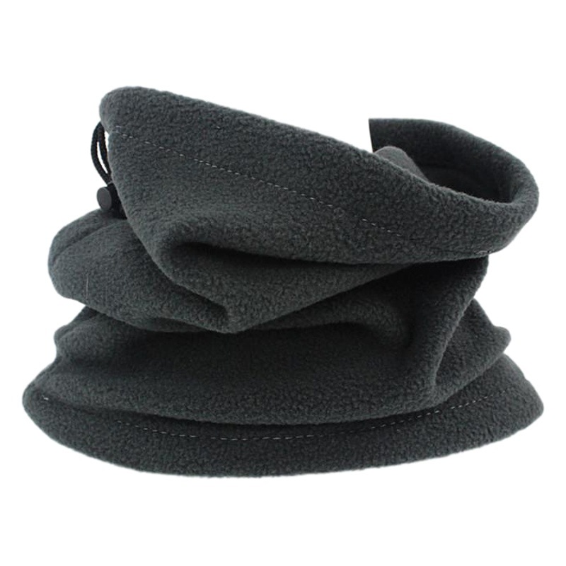 Winter men's and women's outdoor sports fleece scarf riding mask multi-functional drawstring polar fleece collar pullover cap
