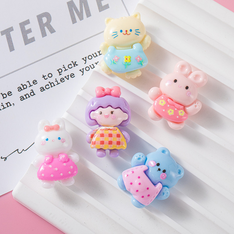 Nuevo dibujos animados niña conejo DIY crema pegamento resina accesorios pelo cuerda accesorios taza parche material hecho a mano