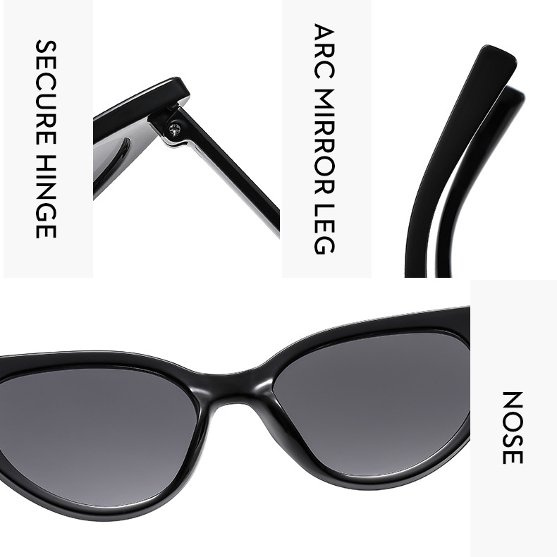 28g Weight Full Frame Glasses Structure Sunglasses Classification PC, UV400 Protection Lens Material Cat Eye Glasses Style Holiday, Travel Occasion Solid Color Pattern All Seasons Season Women's Gender Streetwear Style Streetwear Solid Color PC UV400 Protection Cat Eye Full Frame Women's Sunglasses 9