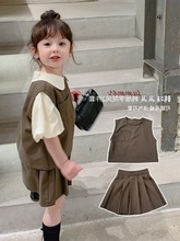2021年女童裝夏裝新款西裝背心短裙韓版兒童套裝寶寶洋氣小孩衣服