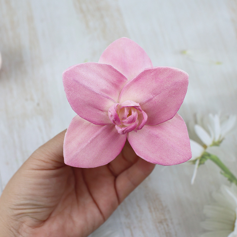 Cabeza de orquídea mariposa rosa 1 flor de 7 - 8 cm sin postes de flores
