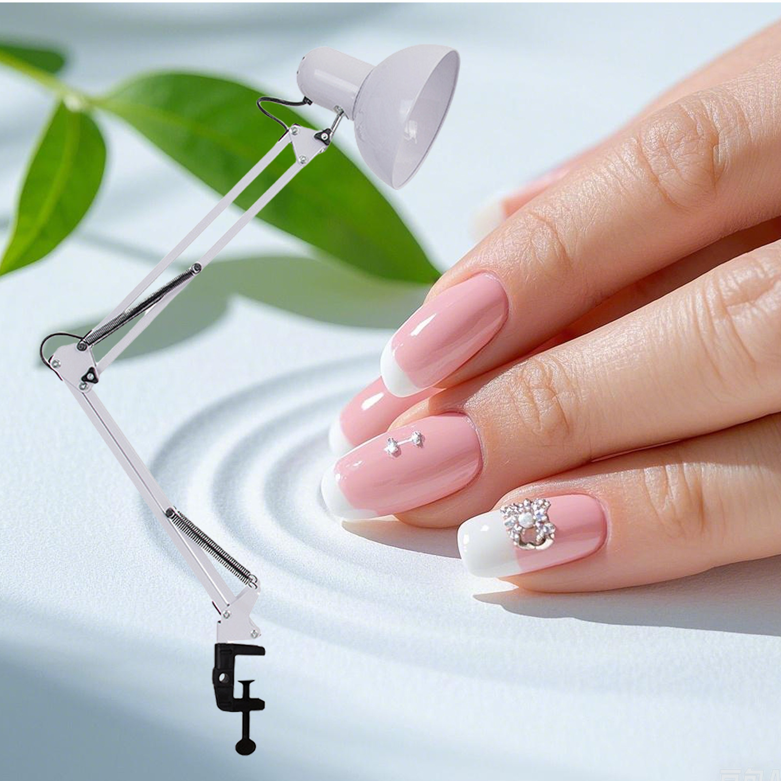 Lámpara de escritorio simple americana para proteger los ojos para aprender manicuría dormitorio universitario plegable cabecera lámpara de escritorio blanca