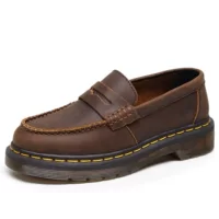 IBDE: модные кожаные лоферы, повседневная обувь из натуральной кожи Crazy Horse Dark Brown, 3 см