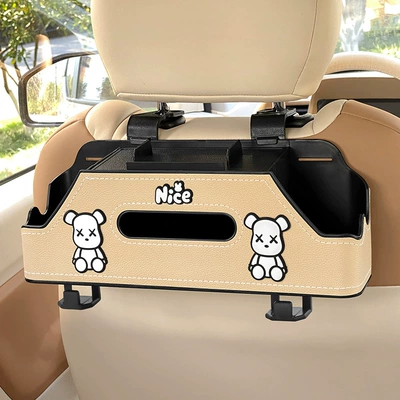 Car cup holder/beverage holder back organizer, cup holder, creative storage - sitting-position-xx-bear-beige-multifunctional-storage-box-for-chair-back-upgraded-with-integrated-phone-holder