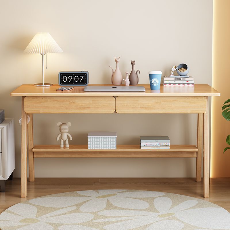 Solid Wood Desk Nordic Home Living Room Bedroom Student Study Table Simple Modern Multi-Functional Japanese Computer Desk and Chair