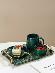 點心碟下午茶甜品盤法式小號陶瓷家用蛋糕盤輕奢餐具花瓣點心盤