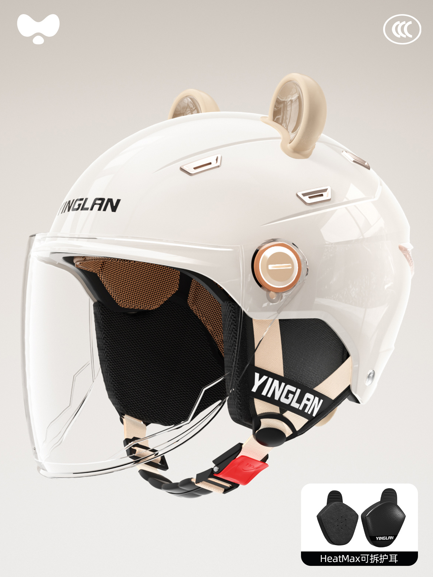 Motosiklet kaskı (dəbilqə) — Universal Safety Helmet - 3c-single-visor-white-hd-long-visor-heatmax-detachable-earmuffs-one-size