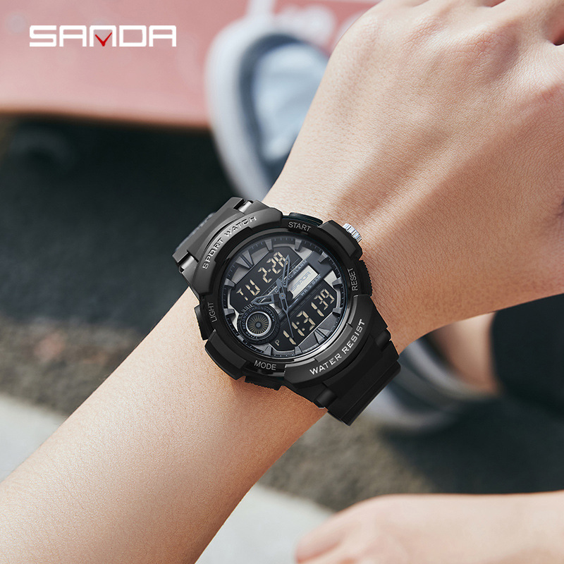 Sanda reloj nuevo 6082 reloj de moda Corea del Sur casual simple reloj deportivo multifuncional reloj electrónico