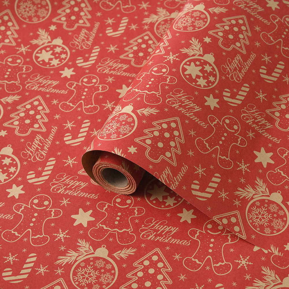 Venta caliente transfronteriza, rollo de gran tamaño, papel de regalo de Navidad, papel kraft retro, papel de regalo de Navidad, papel de regalo