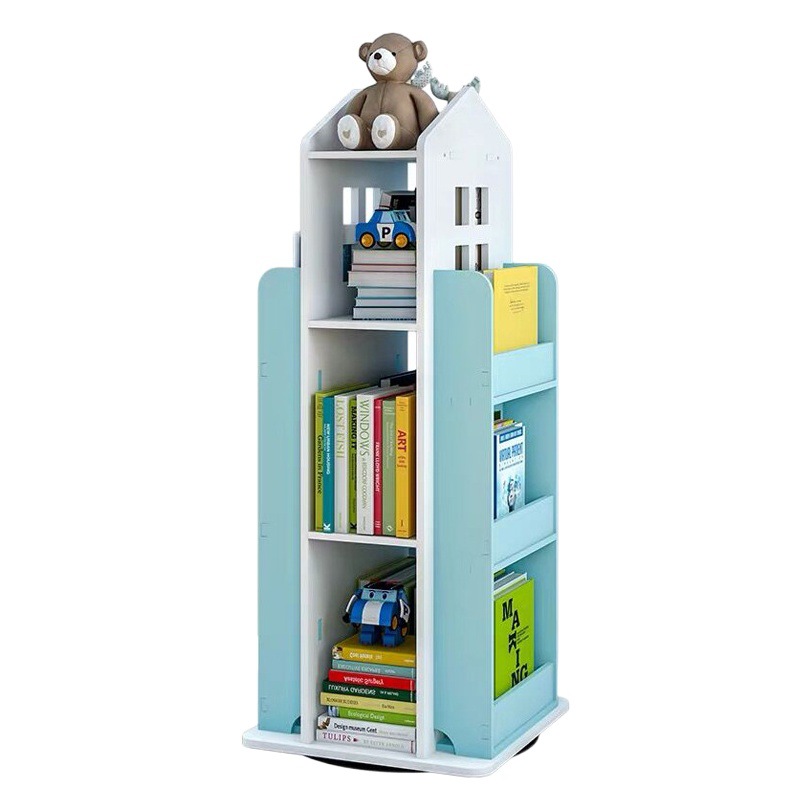 Estante de libros de imágenes para niños creativos Estantería giratoria de 360 grados Estantería Gabinete de almacenamiento de juguetes para bebés Estudiante Estante de almacenamiento simple