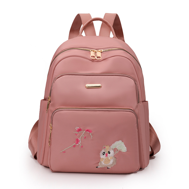 2023 nueva mochila de nailon casual para mujer, viaje urbano, lindo bordado, mochila ligera de viaje, mochila escolar de moda
