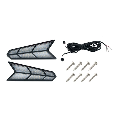 Suitable for universal car daytime running lights, large arrow-shaped LED daytime running lights with flowing turn signals (Gündüz işıqları) - three-colors-regular-white-light-flowing-yellow-light-for-turning-signals-ice-blue-light-left-and-right-one-set