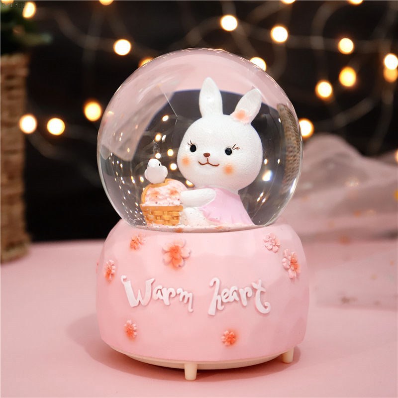  Customized Cartoon Rabbit Crystal Ball Nordic Girly Christmas Gift Ornament Resin Craft Creative