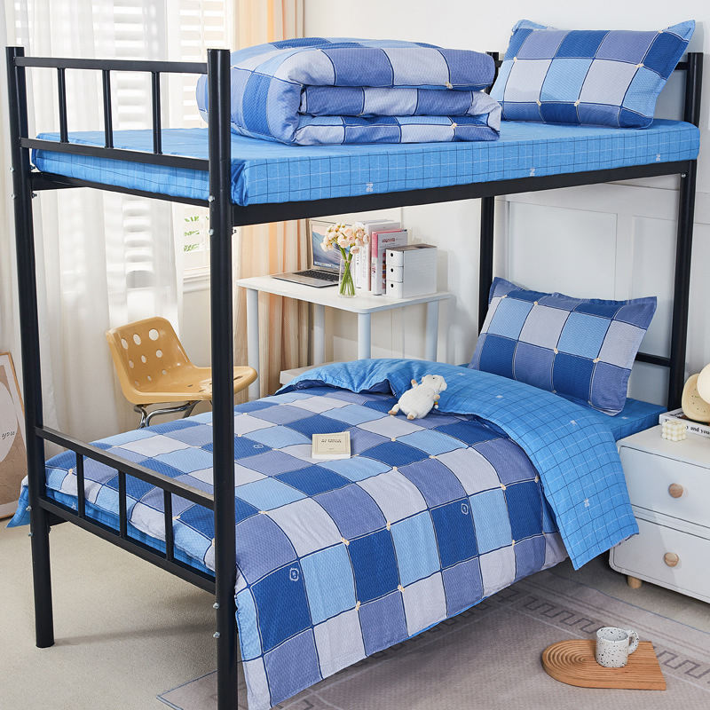 Estudiantes de tres piezas de dormitorio de estudiantes de algodón seis piezas de dormitorio de estudiantes de algodón cama al por mayor