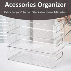 Desktop Storage Box, Acrylic Large-Capacity Box, Transparent Refrigerator, Book, Stationery, and Cosmetic Organizer/Storage Box