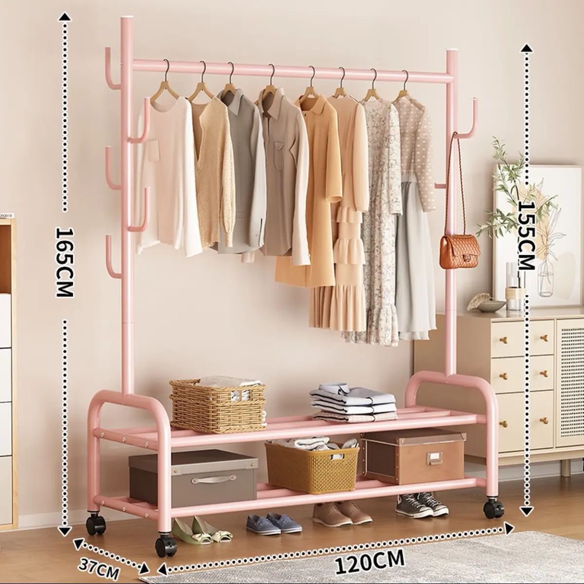 선인장 걸이-더블 120cm 핑크