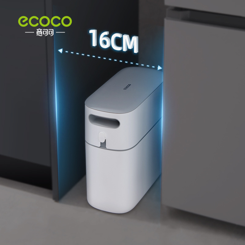 エココの新しいゴミ箱家庭用トイレのキッチンの隙間に蓋付きの大型自動包装紙桶があります。|undefined