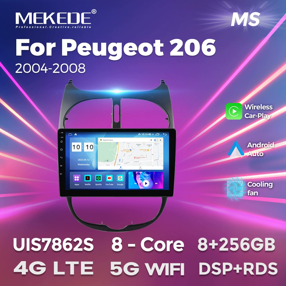 Подходит для Peugeot 206-2008, Android с большим экраном, навигация средней панели, радио 8+256Г