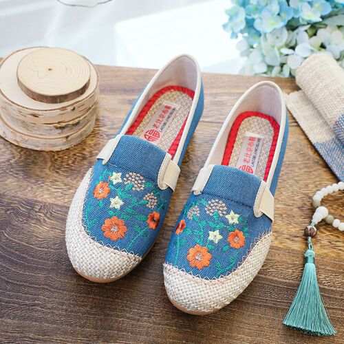 2024 Spring New Ethnic Style Women's Shoes Comfortable Soft Sole Embroidered Tendon Sole Foreign Trade Women's Shoes Dropshipping