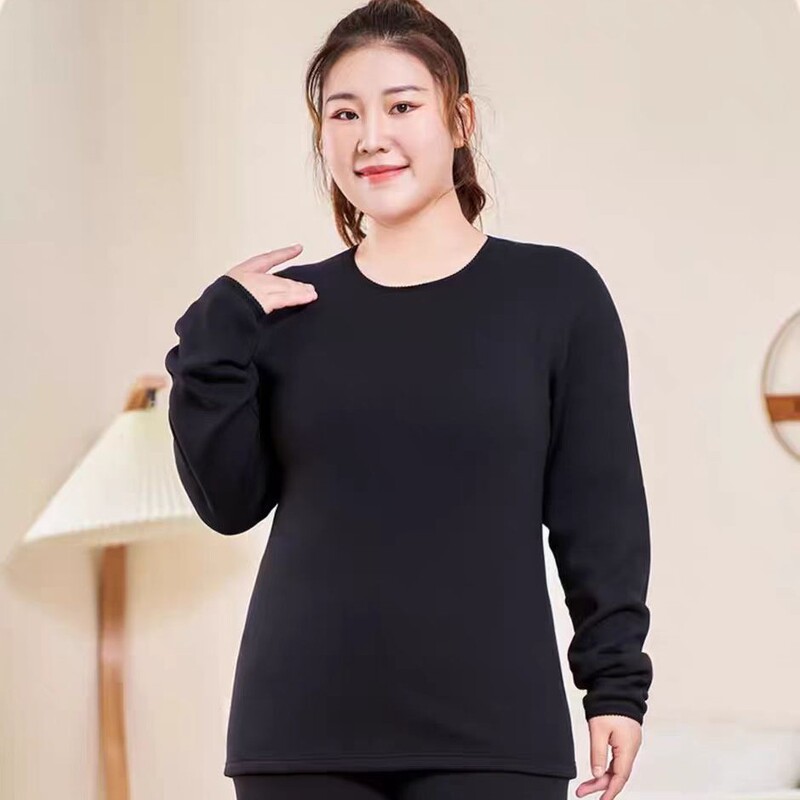 Dr. Fat plus size Warm Women's Thickened fleece-lined Autumn Clothes and Trousers Plus Fat Enlarge Underwear suit 200 Jin Fat M Mother