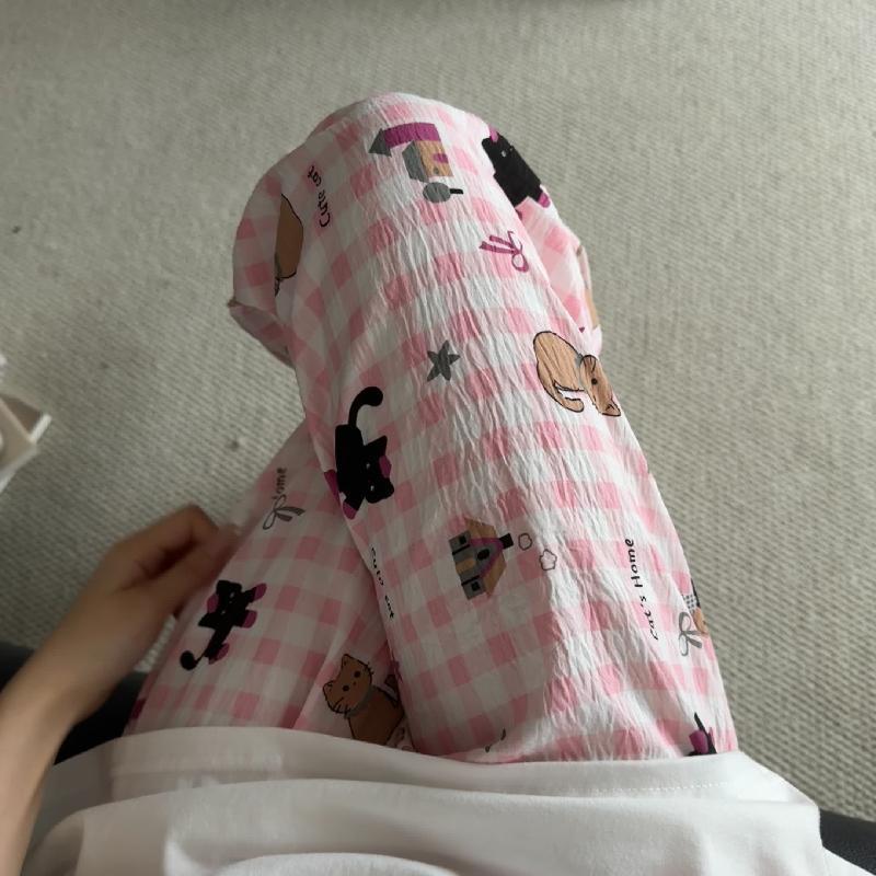 Primavera y verano · Pantalones de pijama casuales para mujeres pantalones a prueba de mosquitos rojos en línea 2025 nuevos pantalones caseros para llevar