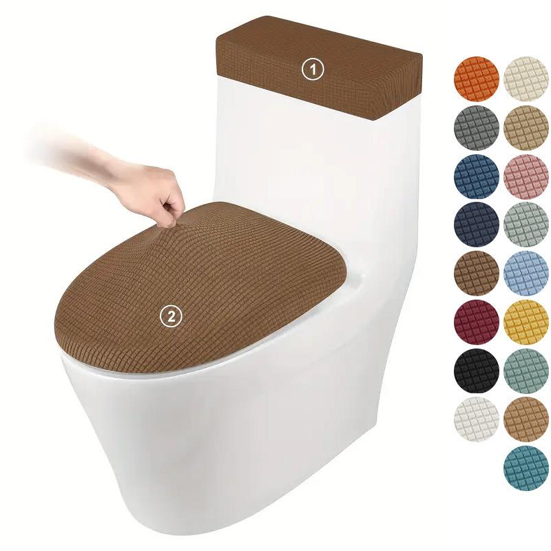 Verdickte Toilettensitzbezug aus Maisseide mit Jacquardmuster, Wassertankabdeckung, Hotel- und Hausbedarf, universelle elastische Toilettendeckelbezug