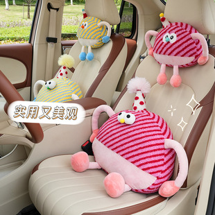 Car headrest neck pillow rear cartoon cute creative monster pillow pillow car seat waist cushion