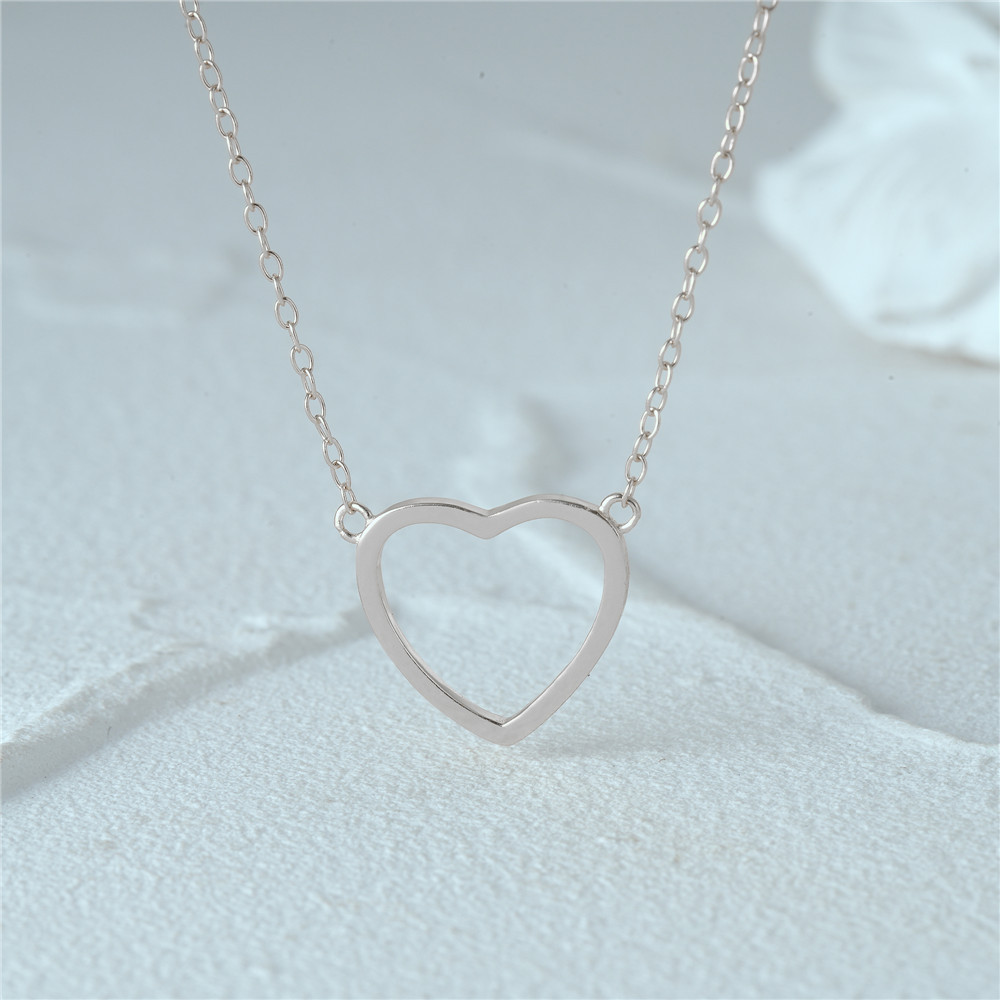 Simple Style Heart Shape Sterling Silver Plating Pendant Necklace display picture 9