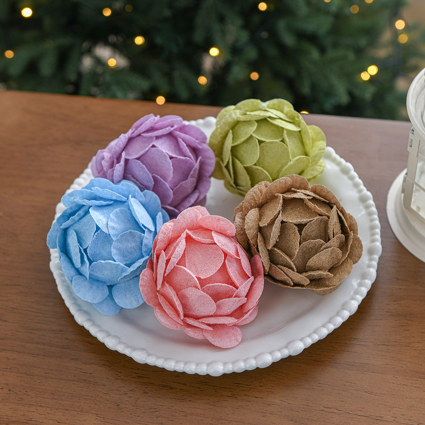 Espuma transfronteriza bola de Navidad pétalos de color bola de color decoración polvo adhesivo colgante árbol de Navidad accesorios de diseño de atmósfera